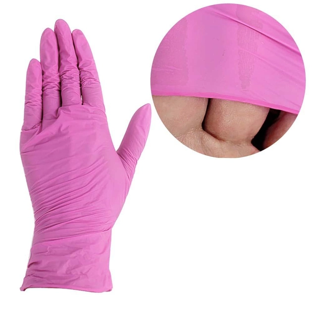 Перчатки нитриловые без талька Medicom розовые размер L 100 шт (8718007901818) (0101120) - изображение 1