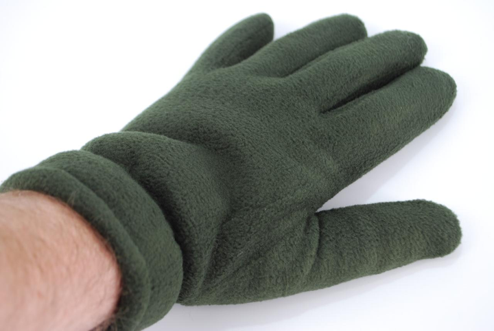 Перчатки мужские тёплые спортивные тактические флисовые на меху зелёные 9093_12_Olive - изображение 2