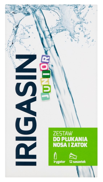 Набір для промивання носа та синусів для дітей Irigasin Junior 12 саше + флакон (5906071059709) - зображення 1