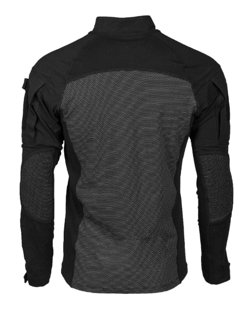 Рубашка мужская Mil-Tec M-T из 100% хлопка с сетчатыми вставками из полиэстера высокий воротник-стойка регулируемые манжеты рукава на липучках петли на плечах для шевронов Черная 2XL - изображение 1