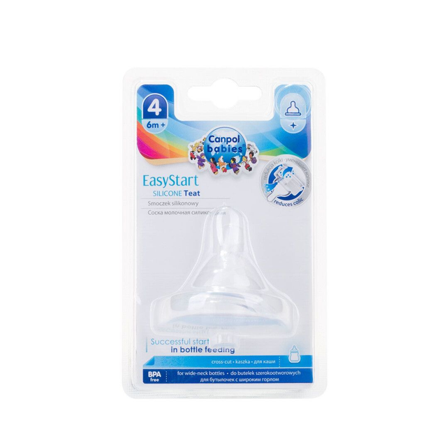 Соска силіконова до пляшечок з широким отвором EasyStart каша 1 шт Canpol Babies 21/723 5903407217239 - зображення 3