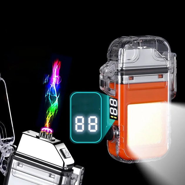 Електроімпульсна запальничка Lighter дугова USB запальничка з ліхтариком - изображение 5
