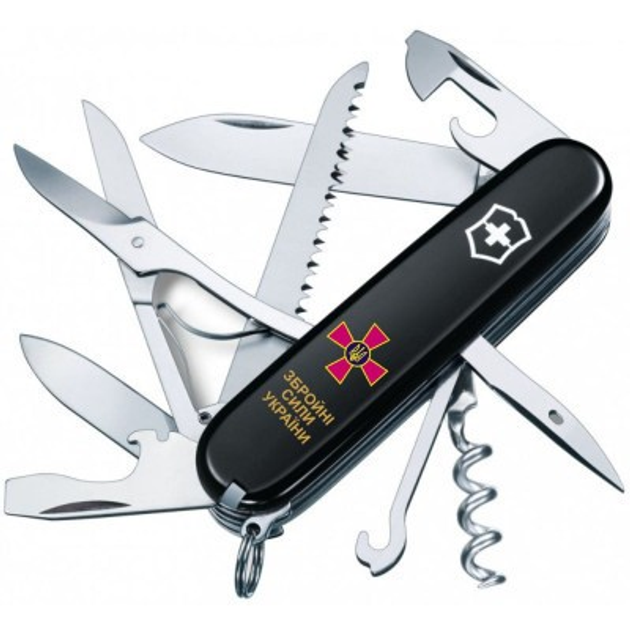 Ніж Victorinox Huntsman Army 91 мм Чорний Емблема ЗСУ + Напис ЗСУ (1.3713.3_W1011u) - зображення 1