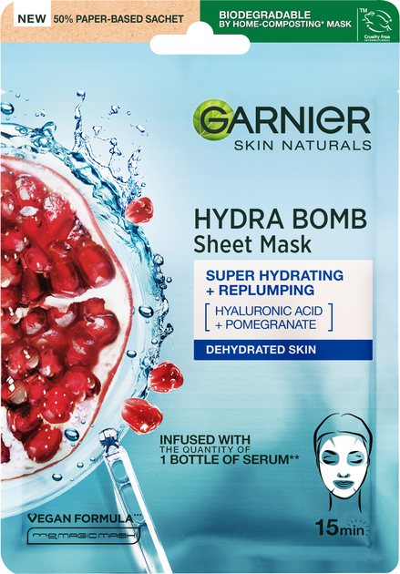 Maska do twarzy Garnier Hydra Bomb 28 g (3600542385312) - obraz 1
