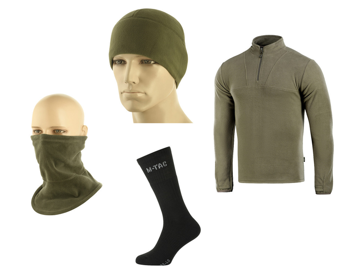 M-tac комплект кофта тактична, шапка, бафф, шкарпетки олива ЗСУ L - зображення 1