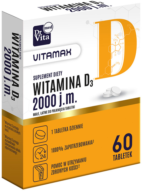 Witaminy Dr Vita Vitamax D 2000 j.m. 60 tabletek (5906395579860) - obraz 1