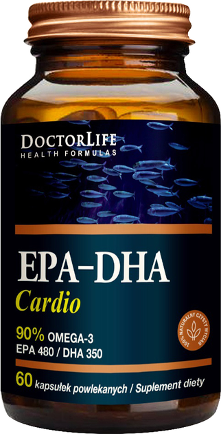 Suplement diety Doctor Life EPA-DHA Cardio 90% Omega-3 EPA 480/ DHA 350 60 kapsułek (5906874819449) - obraz 1