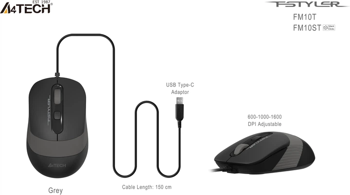 Мышь A4Tech Fstyler FM10ST USB Grey (4711421990134) - изображение 8