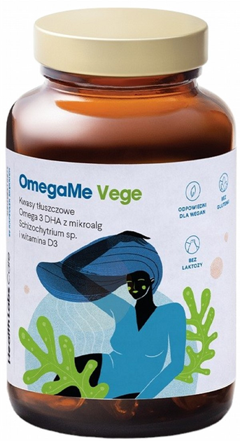 Дієтична добавка Health Labs Care OmegaMe Vege Омега 3 DHA з морських водоростей з вітаміном D3 60 капсул (5904708716056) - зображення 1