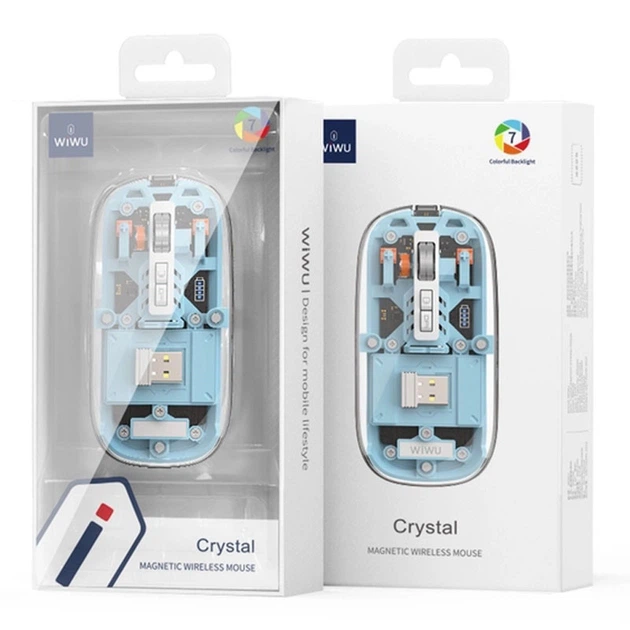 Беспроводная мышь WIWU Crystal WM105 Dual bluetooth+2.4G Blue - изображение 2