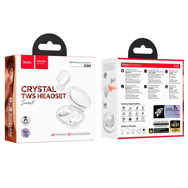 Беспроводные TWS наушники Hoco EQ3 Smart White - изображение 5