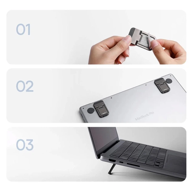 Підставка для ноутбуку Baseus Slim Laptop Kickstand (2шт) (LUZC00001) (Gray) (183217) - Фото 4 Підставка для ноутбуку Baseus Slim Laptop Kickstand (2шт) (LUZC00001) (Gray) (183217) - зображення 4
