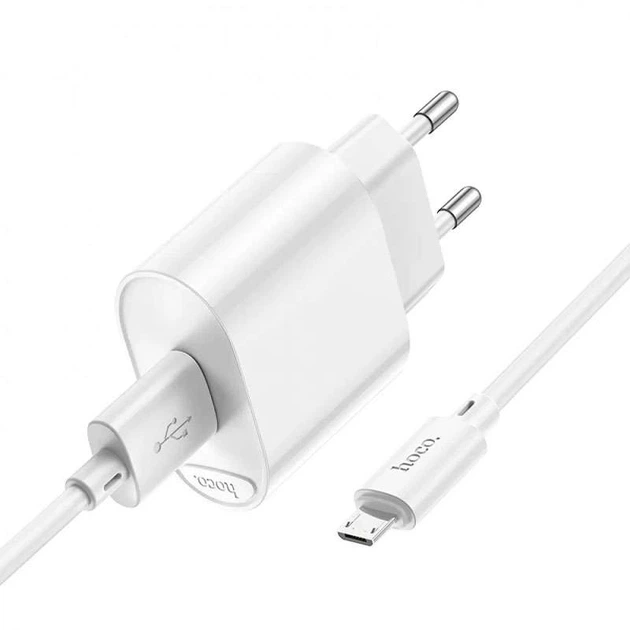 Сетевое зарядное устройство HOCO C109A Fighter QC3.0 + MicroUSB (White) (156663) - изображение 3