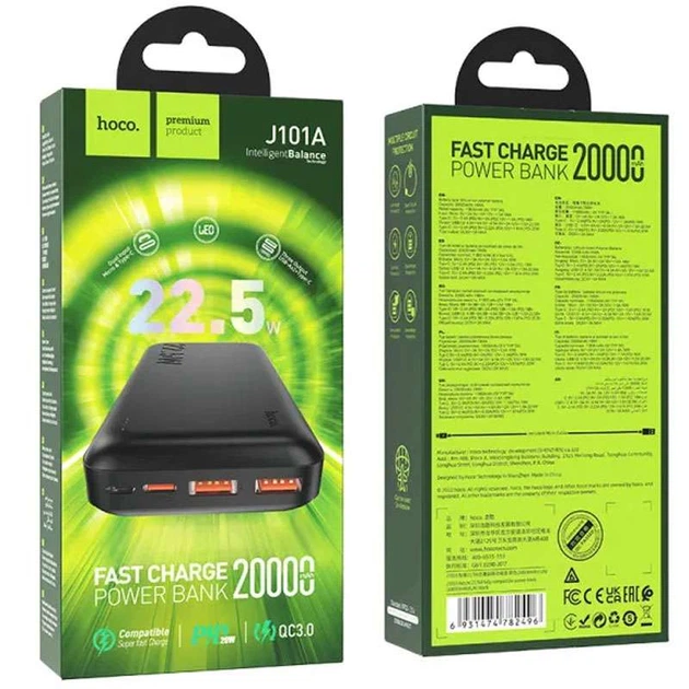 Портативное зарядное устройство Power Bank HOCO J101A Astute 22.5W 20000 mAh (Black) (156554) - изображение 5