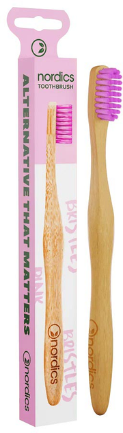 Szczoteczka do zębów Nordics Bamboo Toothbrush bambusowa Pink 1 szt (3800500324357) - obraz 1