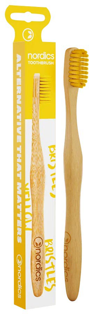 Szczoteczka do zębów Nordics Bamboo Toothbrush bambusowa Yellow 1 szt (3800500324036) - obraz 1