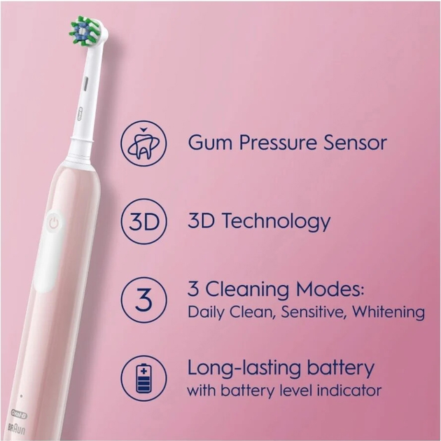 Szczoteczka elektryczna Oral-B Pro1 Pink + TC (8001090914217) - obraz 4
