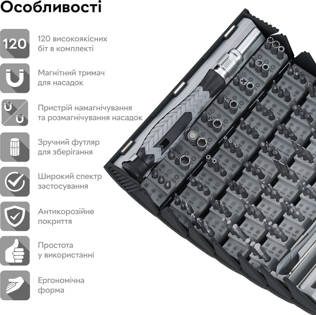 Отвертка с набором бит RZTK Screwdriver Combo 126 Set – фото