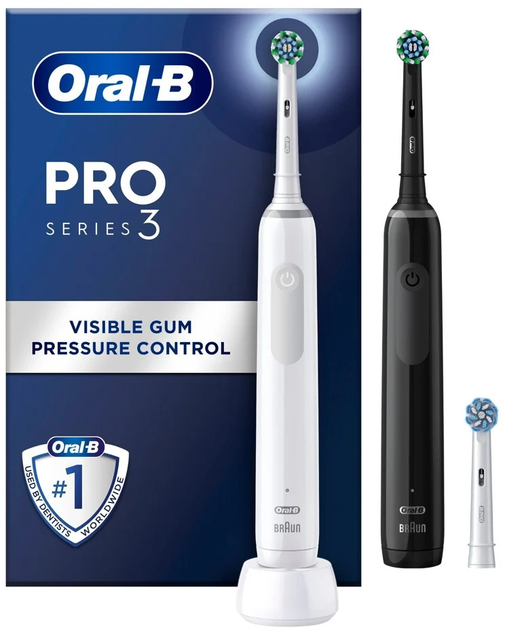 Набір електричних зубних щіток Oral-B Pro3 Duo Black and White (8006540760765) - зображення 1