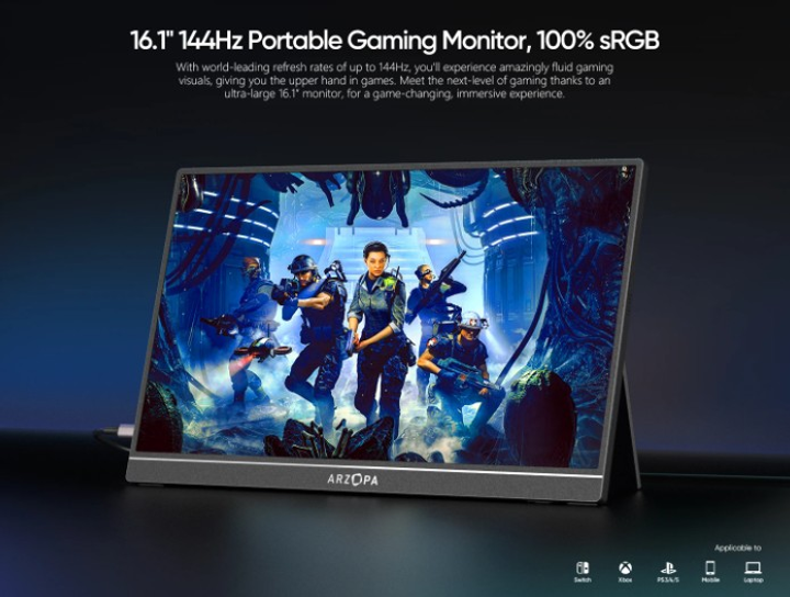 Портативный игровой монитор Arzopa G1 Game (Z1FC) 16,1" 144Hz 100% sRGB ...