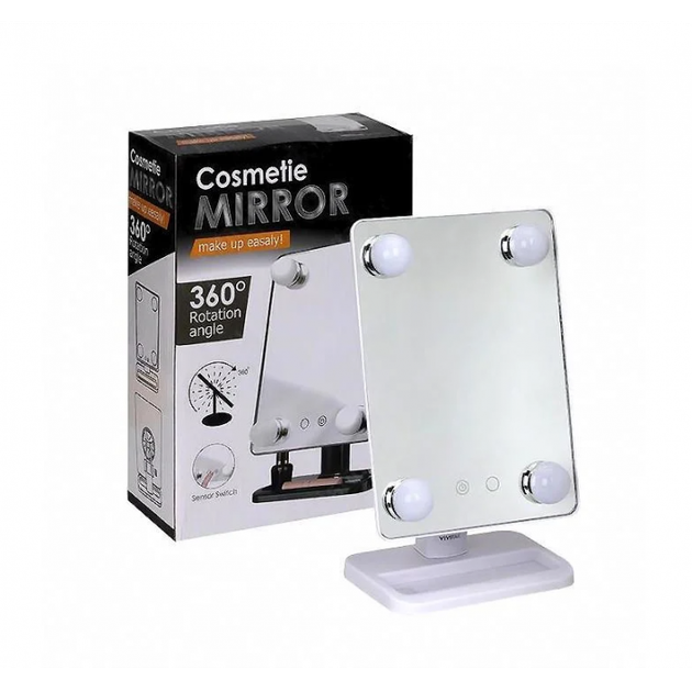 Дзеркало для макіяжу з LED підсвічуванням Cosmetie Mirror 360 Rotation Angel 185×117×300 мм Білий - зображення 7