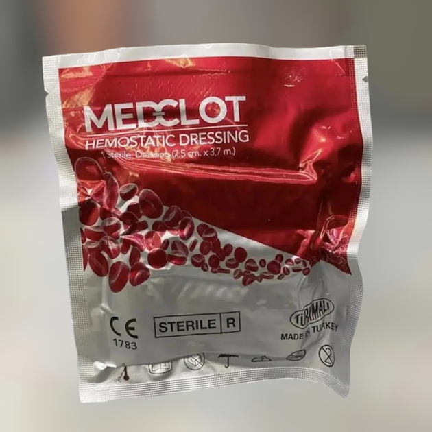 Кровоостанавливающий бинт MedClot 7.5 см х 3.7 м (гемостатический бинт), кровоостанавливающая повязка - изображение 1