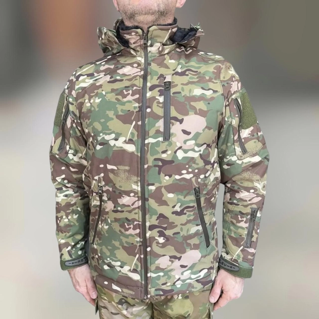 Куртка тактическая зимняя Softshell, Special, Мультикам, размер L, на подкладке из искусственного меха XL - изображение 1