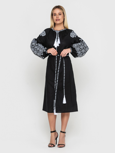 Плаття-вишиванка жіноче з візерунком NARODNYY BUTIK Ясні Зорі 1542.1 46 Чорне (NB2000000246772) - зображення 3