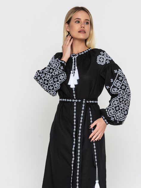 Плаття-вишиванка жіноче з візерунком NARODNYY BUTIK Ясні Зорі 1542.1 46 Чорне (NB2000000246772) - зображення 5