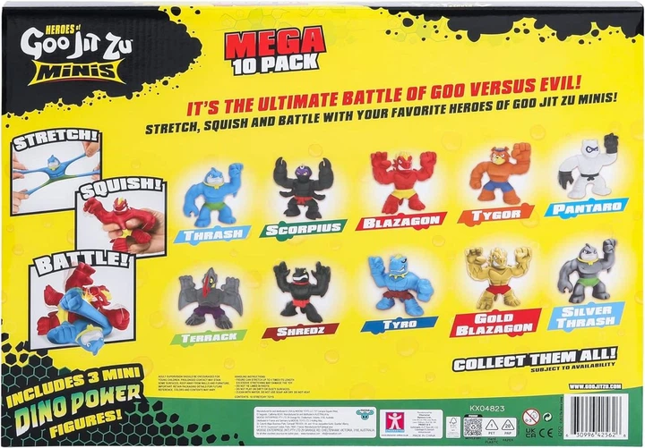 Набор 10 шт Фигурки Стретч-Антистресс Goo Jit Zu Minis Dino Power