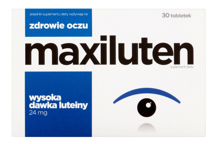 Suplement diety Maxiluten wspomagający zdrowie oczu z wysoką dawką luteiny 24 mg 30 tabletek (5906071004549) - obraz 1