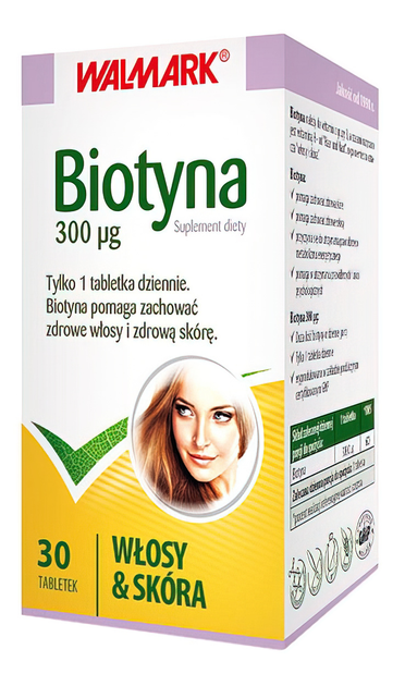 Suplement diety Walmark Biotyna 300µg 30 tabletek (8595165272826) - obraz 1