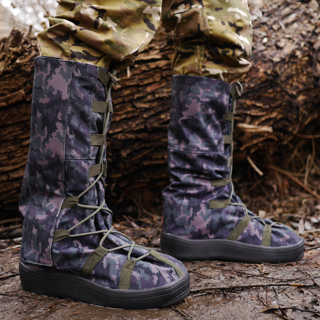 Тактические Бахилы водоталкивающие, Военные гамаши на обувь для Защиты от Дождя Камуфляж XL (46-48) - изображение 2