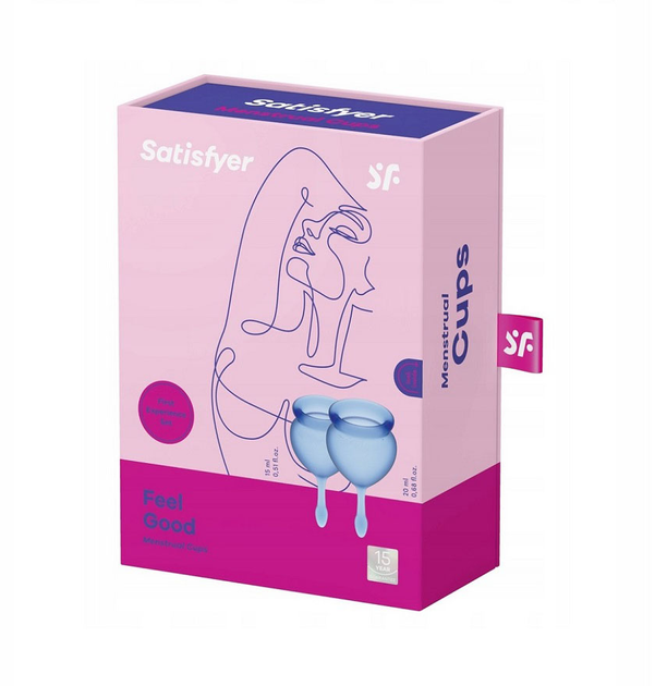 Zestaw kubeczków menstruacyjnych Satisfyer Feel Good Menstrual Cup 15 ml + 20 ml Dark Blue (4061504002194) - obraz 1
