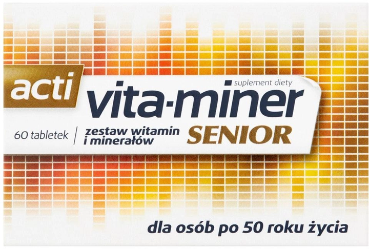 Zestaw witamin i minerałów Aflofarm Braveran Acti vita-miner Senior 60 tabletek (5908254186547) - obraz 1