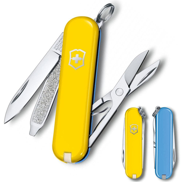 Складаний швейцарський ніж Victorinox Vx06223.8G.28 Classic SD Ukraine 7 функцій 58 мм жовто-блакитний - зображення 2