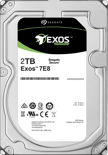 Жорсткий диск Seagate Ent. Exos 7E8 7200 RPM 2TB 256MB SATA III (ST2000NM000A) - зображення 1