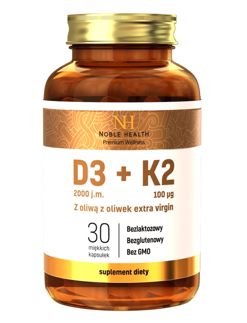 Suplement diety Noble Health D3 + K2 w oliwie z oliwek extra virgin 30 kapsułek (5903068654244 / 5903068654725) - obraz 1