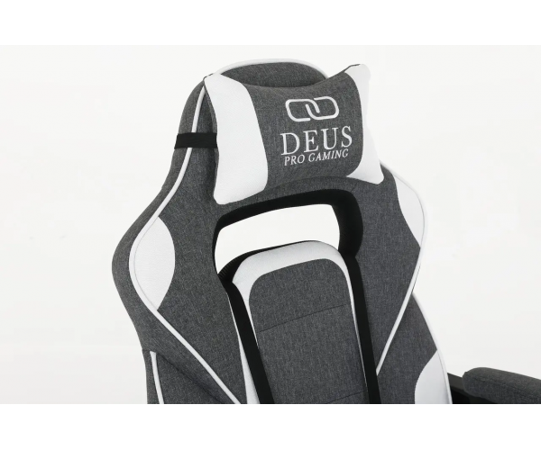 Ігрове спортивне крісло для геймерів та роботи Deus T143 Сіро-білий комп'ютерне крісло - изображение 2
