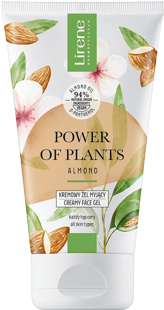 Kremowy żel Lirene Power of Plants myjący Migdał 150 ml (5900717771819) - obraz 1