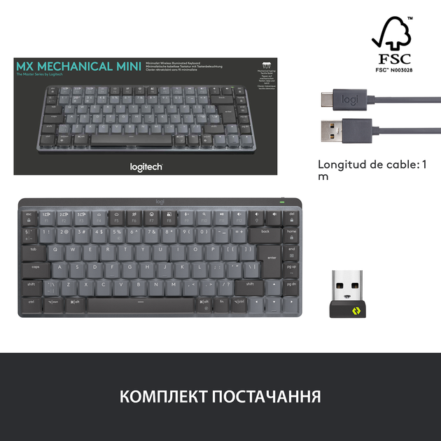 Клавіатура Logitech MX Mechanical Mini Minimalist Графіт (920-010780GRP) 255028 - зображення 2