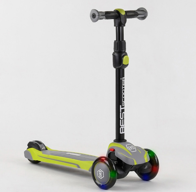Самокат трехколесный Best Scooter MAXI алюминевый руль подсветка колес ...