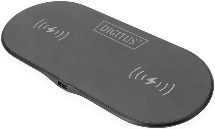 Бездротовий індуктивний зарядний пристрій Digitus 15Вт Qi Duo-Power 1м USB-C Чорний (DA-10082) - зображення 1