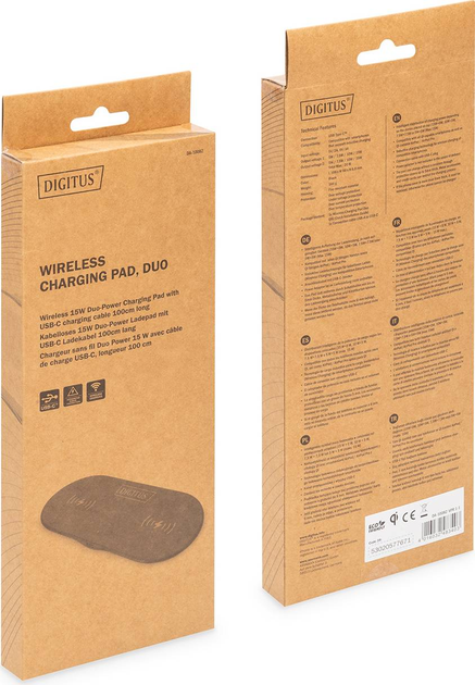 Ładowarka bezprzewodowa indukcyjna Digitus 15W Qi Duo-Power 1m USB-C Czarna (DA-10082) - obraz 6