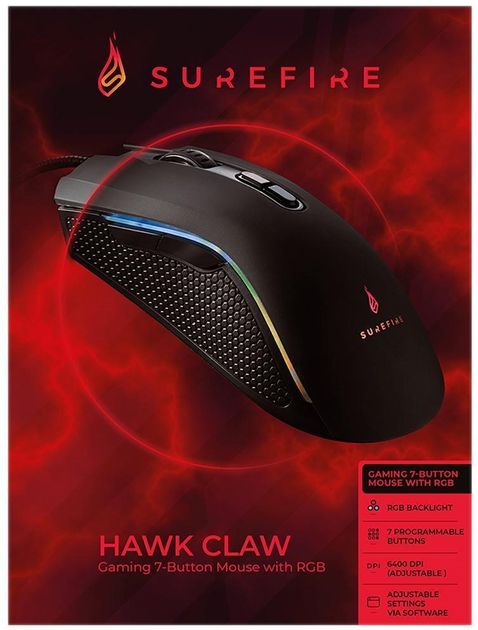 Миша SureFire Hawk Claw 7 Button RGB USB Black (23942488156) - зображення 2
