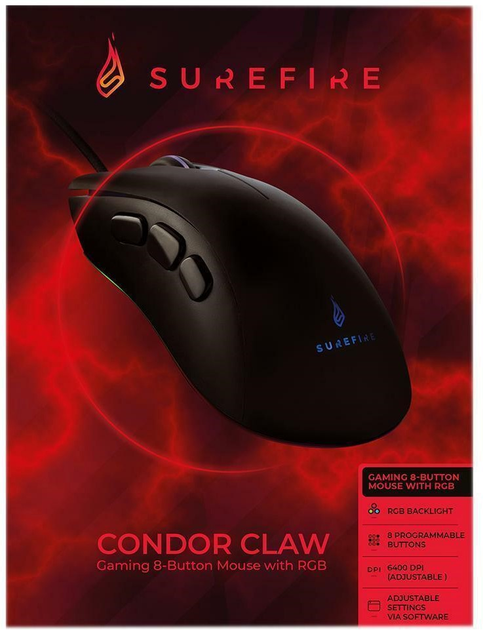 Миша SureFire Condor Claw 8 Button RGB USB Black (23942488163) - зображення 2