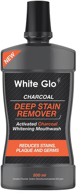 Ополіскувач для ротової порожнини White Glo Charcoal Deep Stain Remover з активованим вугіллям 500 мл (9319871001049) - зображення 1