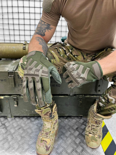 Перчатки Mechanix M-PACT тактические с защитой от ударов олива размер M - изображение 1