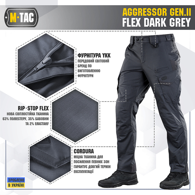 M-Tac брюки Aggressor Gen II Flex Dark Grey 34/36 - изображение 2