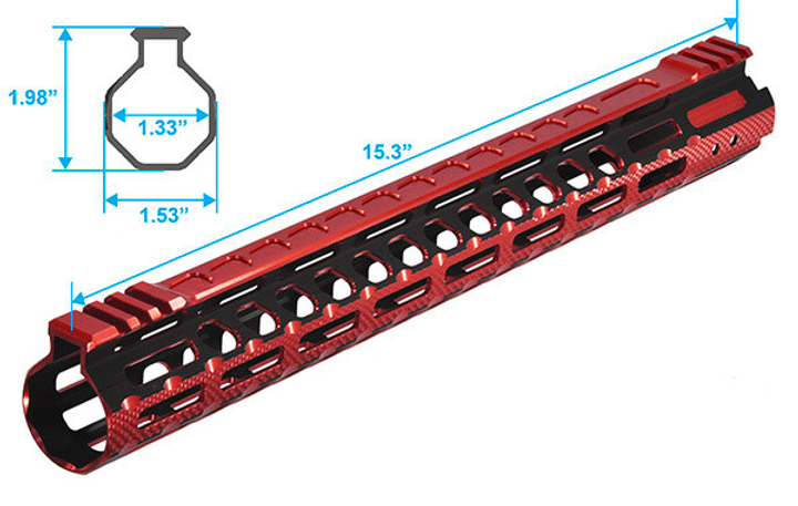 Цівка Leapers UTG PRO Ultra Slim15" для AR15. M-LOK. Black/Red - зображення 2